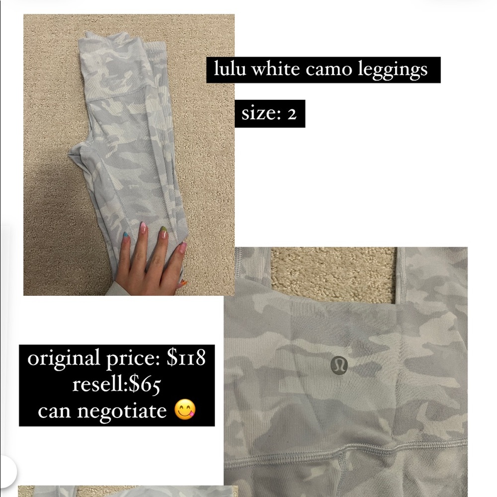 white camo lululemon leggings “28 inseam size 2